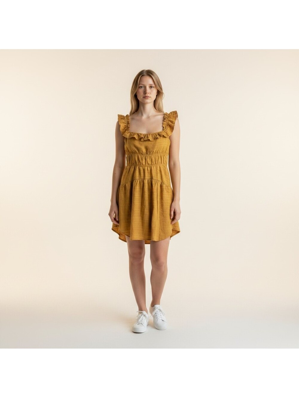 Wild Fable Dress Women XS Brown Sheath Short Sleeveless Square Neck Lined Casual
